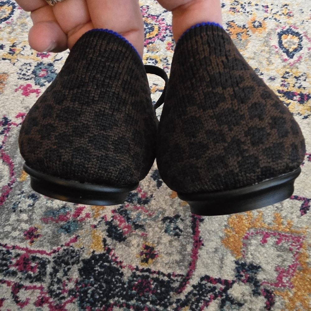 Rothy's Square Toe Espresso Animal Print Mary Jane Flat